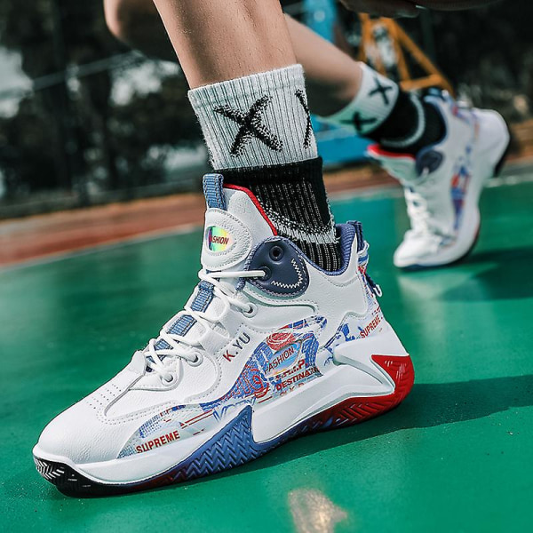 Herr Basketskor Mode Halkfria Sneakers Andas Sportskor Yjk06 WhiteBlue 42