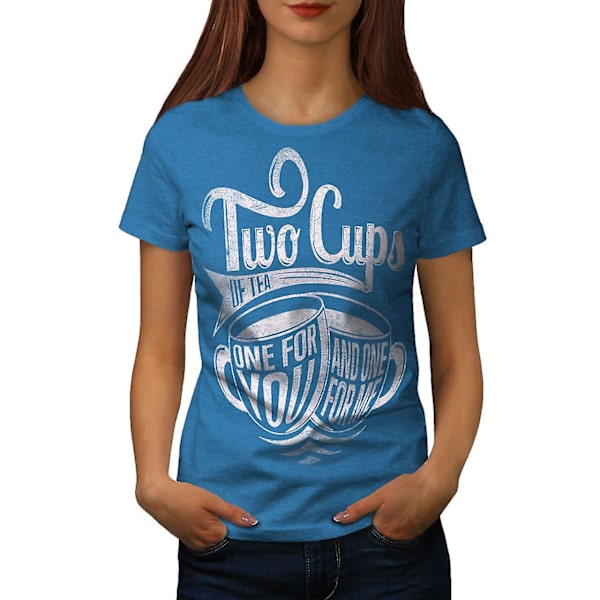 Två koppar te Slogan Kunglig Bluet-shirt för kvinnor M