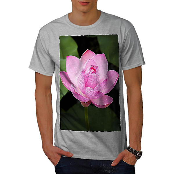 Lotus Flower Photo Men T-shirt L