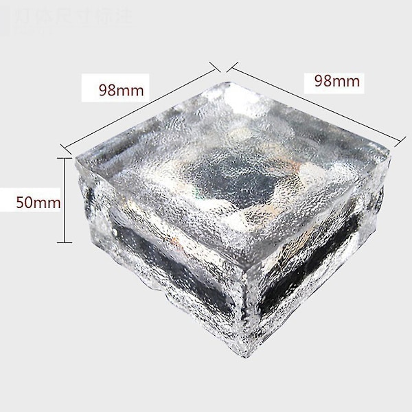 Utomhus Solar Light Kristallglas Ice Brick Warm, Solar Brick Landskap Path Led Light