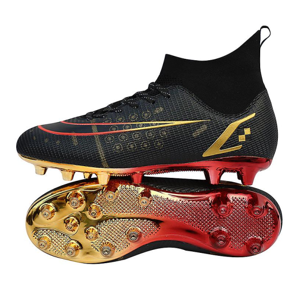 Fotbollsskor för män Fotbollsskor med hög ankel för vuxna Grästräning Sport Skor Sneakers Yj209 Black 34