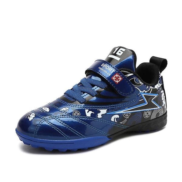 Pojkar Flickor Fotbollsskor Ankel Fotbollsskor Grästräning Sport Skor Sneakers Yj723 DarkBlue 34