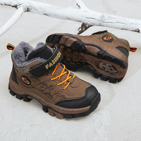 Pojkar Flick Sneakers Andas löparskor Barn Vinter Bomullsskor 833 DarkBrown 34