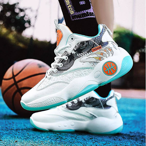 Basketskor för män Andas Sneakers Löparskor 3Aha502 WhiteOrange 44