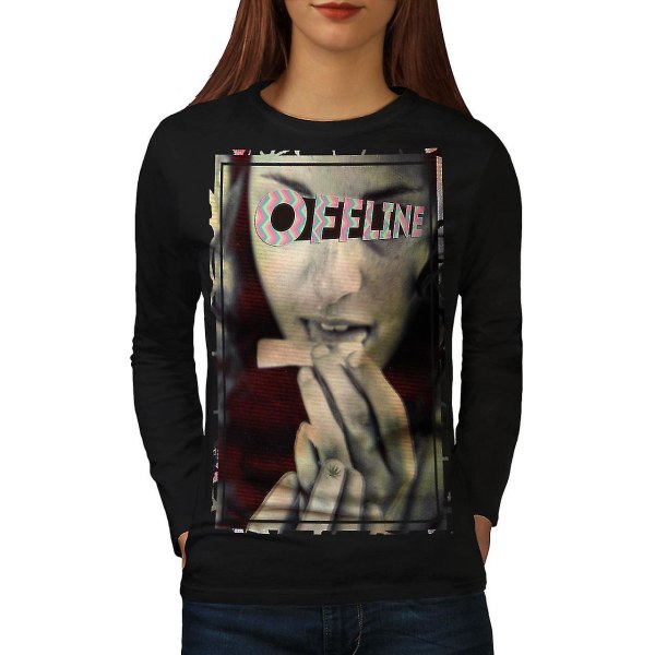 Offline Smoke Break Kvinnor Blacklong Sleeve T-shirt | Wellcoda L