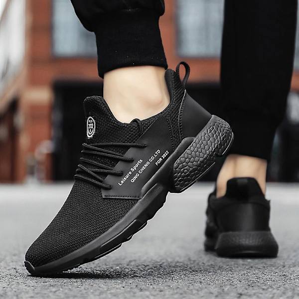 Herrsneakers Lättviktssportlöparskor Andas promenadskor Black 44