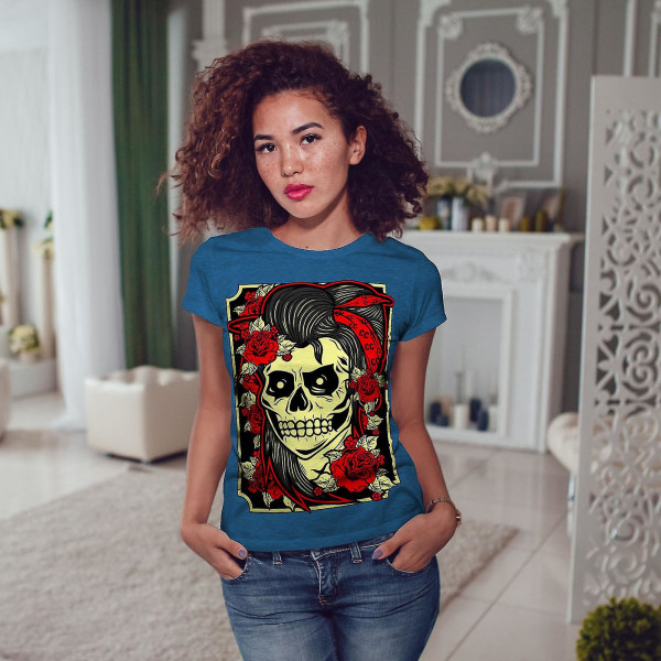 Girl Gang Face Head Kvinnor Royal Bluet-shirt M