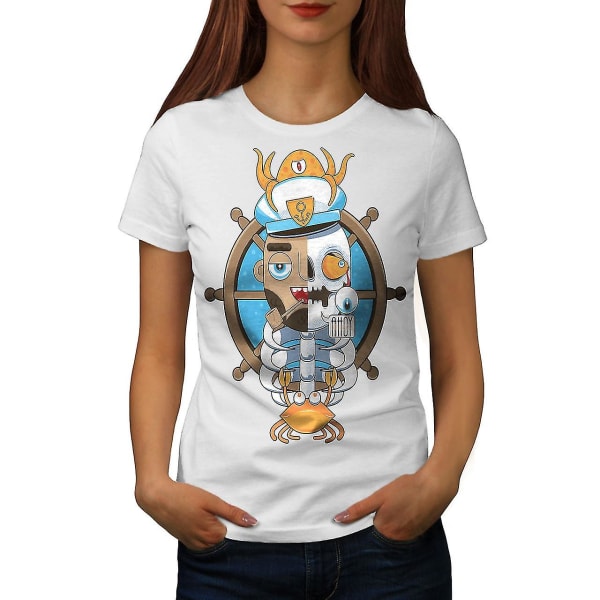 Pirate Dead Skull Rolig Whitet-shirt för kvinnor XL