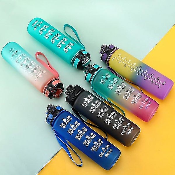 Utomhus vattenflaska Time Marker 1l Motiverande flaska presenter Blue