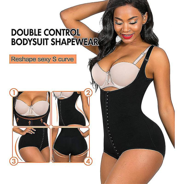 Lequeen Justerbar kvinna Fajas colombianska bantningsgöringar Platt mage Shapewear Slida Korsett Waist Trainer Kroppsformare, blcack 2 S