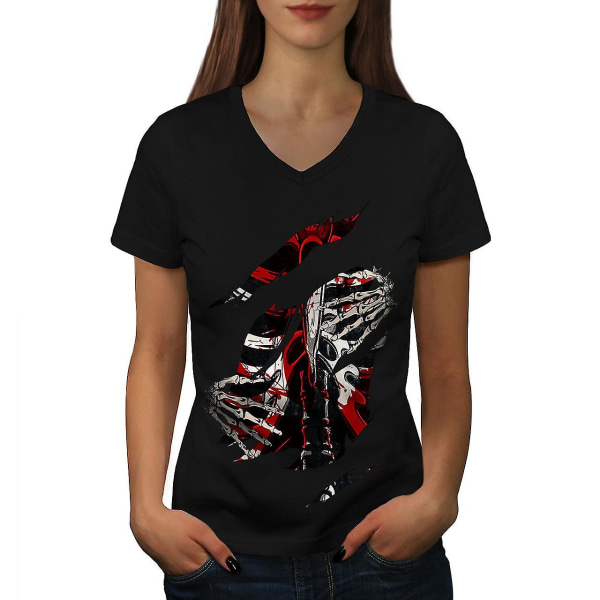 Death Skeleton Rock Skull Women T-shirt 3XL
