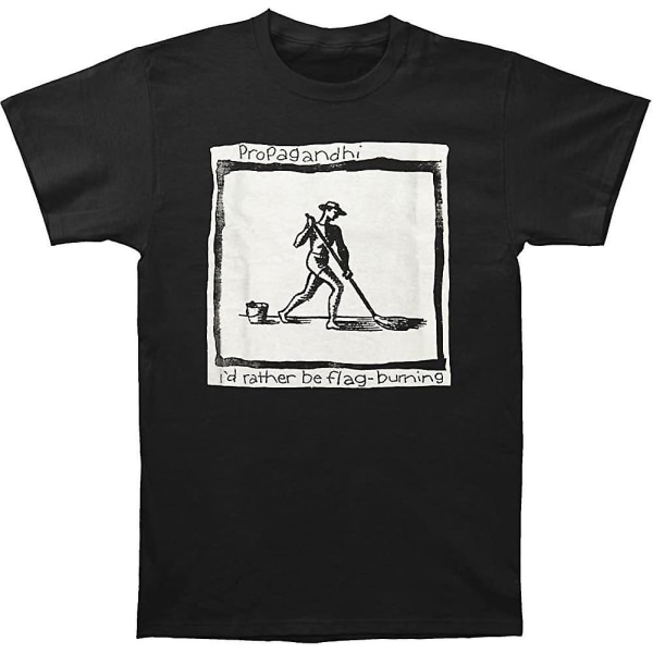 Propagandhi mäns I'd Hellre Be Flag Burning Slim Fit T-shirt Svart 2XL