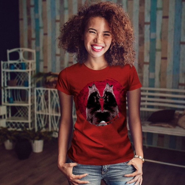 Howling Wolf Moon T-shirt för kvinnor XL
