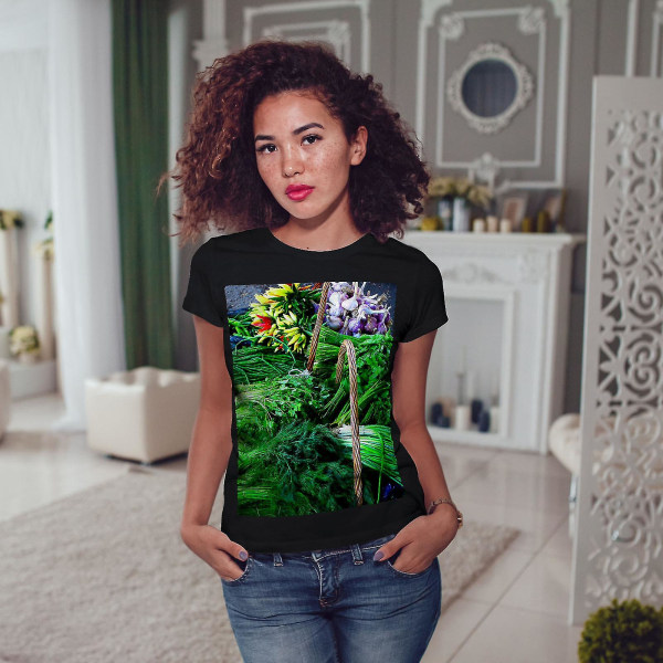 Grön Fresh Flower Food T-shirt för kvinnor XL
