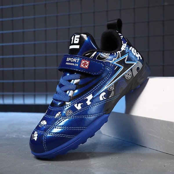 Pojkar Flickor Fotbollsskor Ankel Fotbollsskor Grästräning Sport Skor Sneakers Yj723 DarkBlue 39