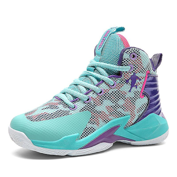 Basketskor för barn Mode Halkfria sneakers Sportskor som andas 8833 Cyan 34