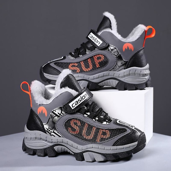 Barn vandringsskor Andas Sneakers Halkfria Pojkar Flickor Vinterskor 1205 Gray 34