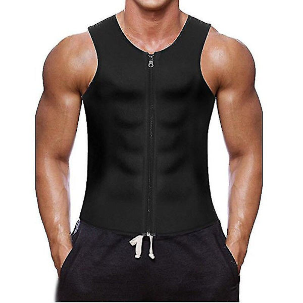 Män Neopren Waist trainer Svett Bastu Kostym Väst Body Shaper Korsett För Viktminskning Med Dragkedja Väst Linne Träningsskjorta 2022,02 European Size M
