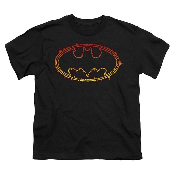 Batman Flame Outlined Logo Youth T-shirt M