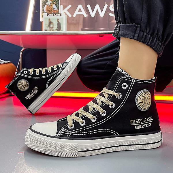 Herr Dam Canvas Skor Casual High Top Andas Sportskor Yj7900 BlackBrown 41