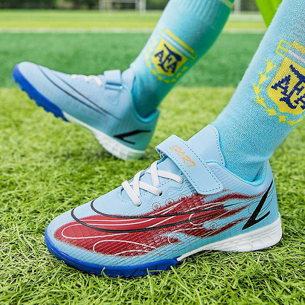 Fotbollsskor för pojkar Halkfria fotbollsskor Klossar Gräs Fotbollssneakers Yjg2232 LightBlue 34
