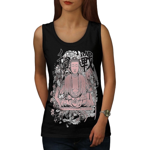 Buddha Meditation Women Blacktank Top | Wellcoda XXL