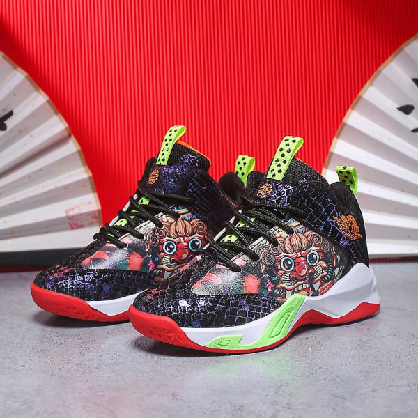 Sneakers för barn Andas Pojkar Flickor Löparskor Mode Sportskor 3Aa888 BlackGreen 38