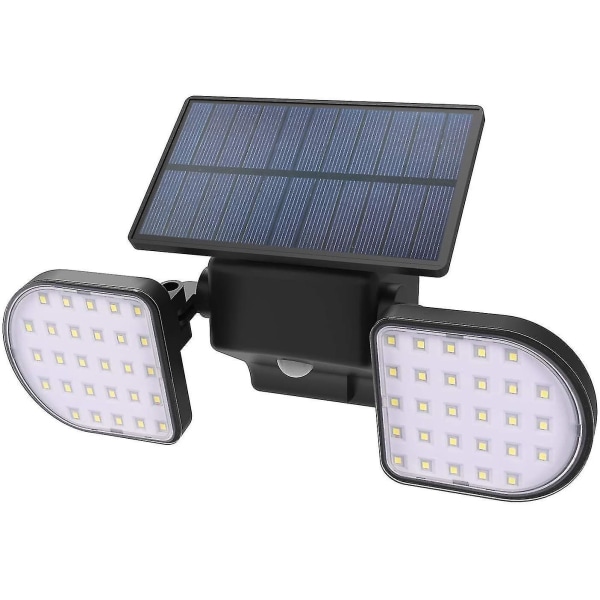 LED-sollampor för utomhustrådlösa IP65 vattentäta solar rörelsesensor nattlampor, dubbelhuvud