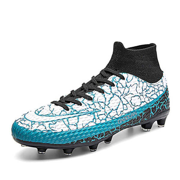 Fotbollsskor för män Halkfria fotbollsskor Klossar Gräs Fotbollssneakers Yjt2215A WhiteBlue 38