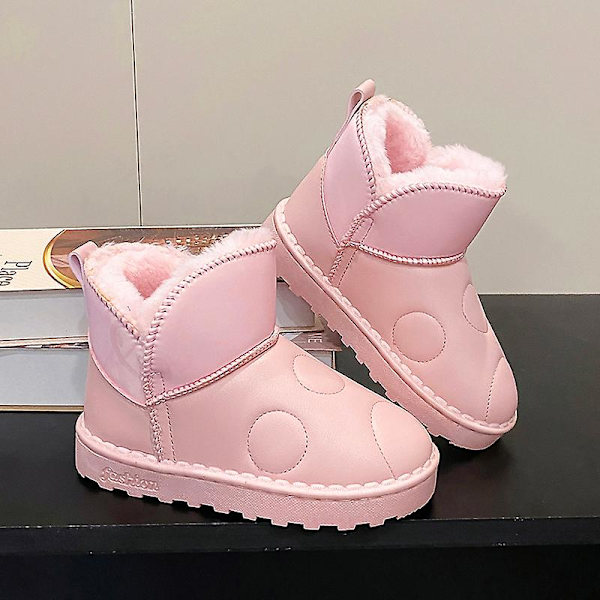 Pojkar Flickor Vintersnöboots Varma ankelstövlar Barn Anti-halk vinterskor H2109 Pink 30