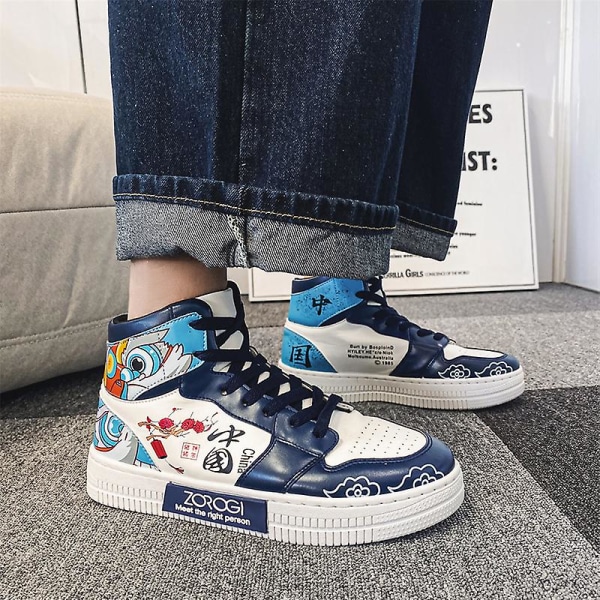 Herrskor Mode Sneaker Löparskor Halkfria Casual Skor Fr202-2 Blue 36