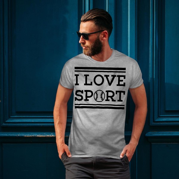 I Love Sport Tenis Men Greyt-shirt | Wellcoda M