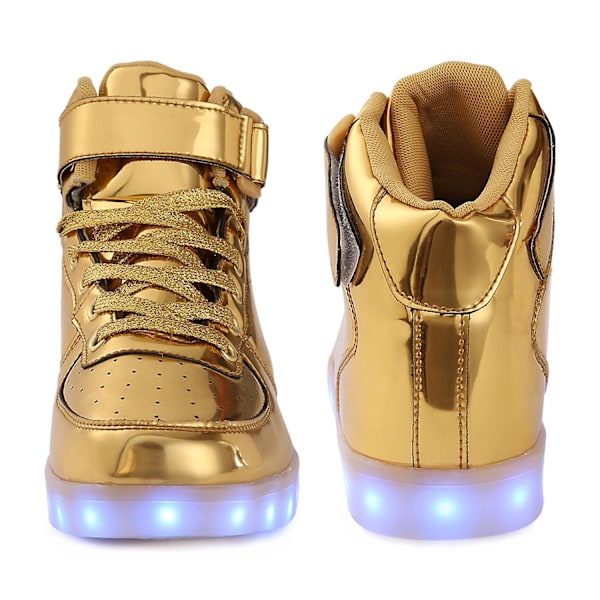 Barnskor Pojkar Led Light Up Skor Pojkar Flickor Sportlöparskor 1600 Gold 34