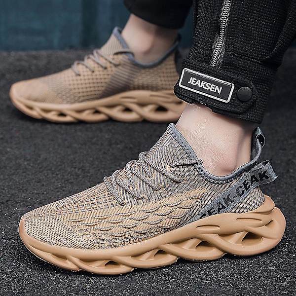 Herr Fly Weaving Sneakers Andas löparskor Mode Sportskor 3Al1023 Khaki 44