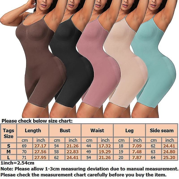 Body Shaper Body Shaper för kvinnor Magekontroll Slimming Seamless Shapewear Jumpsuit Apricot L