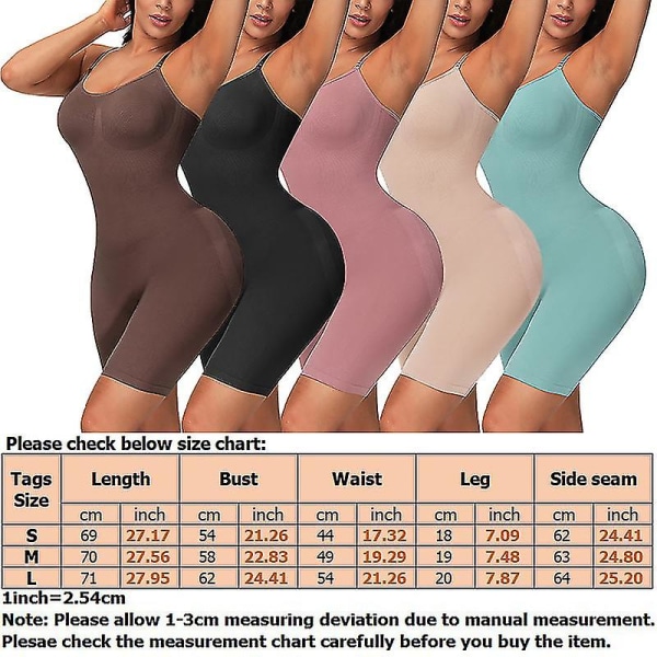 Body Shaper Body Shaper för kvinnor Magekontroll Slimming Seamless Shapewear Jumpsuit Apricot M