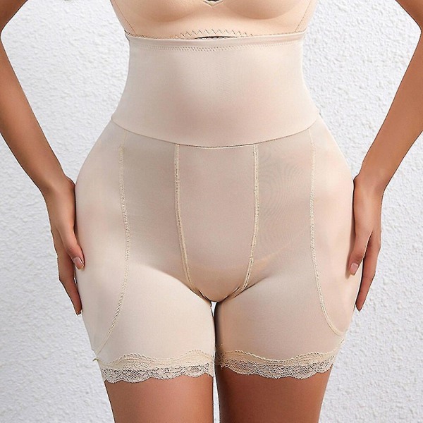 Kvinnor Höftkuddar High Waist Trainer Shapewear Kroppsformande mage Fake Ass Butt Lifter Booties Enhancer Booty Lifter Sexig Spets,beige XXXL