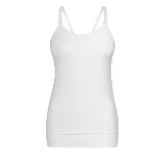 Dam Camisoles Toppar med inbyggd vadderad BH Basic andas linne White S