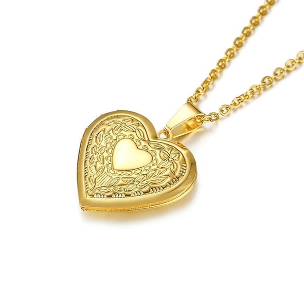 Romantiska Kvinnor Guld Hjärta Medaljong Hängen Halsband Fotoram Valentine Lovers Utmärkt Gift Jewe