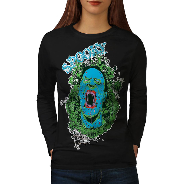 Spooky Creepy Dead Women Blacklong Sleeve T-shirt | Wellcoda M