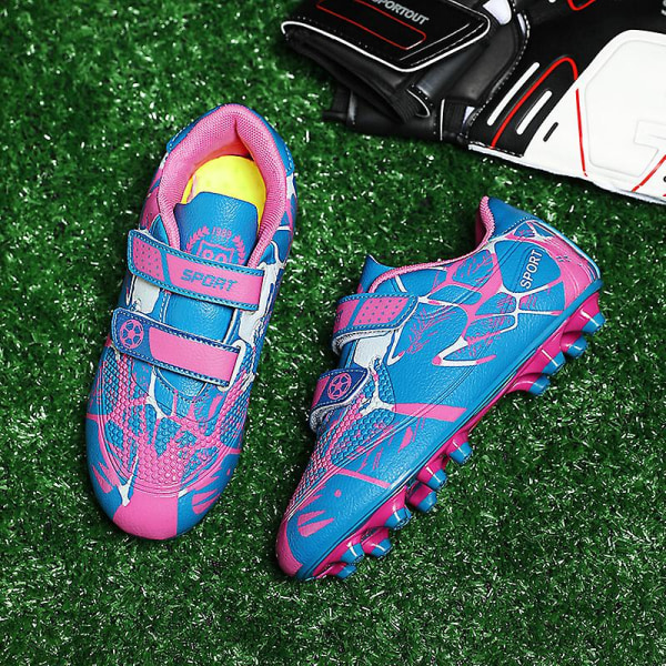 Fotbollsskor för barn Halkfria fotbollsskor Klossar Gräs Fotbollssneakers YJ166A Pink 37