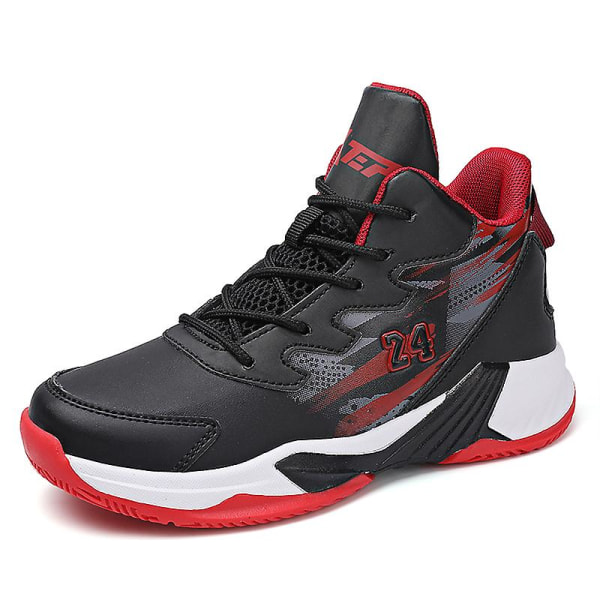 Basketskor för barn Mode Pojkar Flickor Sneakers Sportskor som andas 2L008 BlackRed 35