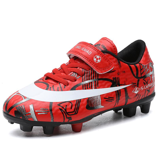 Fotbollsskor för barn Pojkar Flickor Fotbollsskor Grästräning Sport Skor Sneakers Yjx157A Red 32