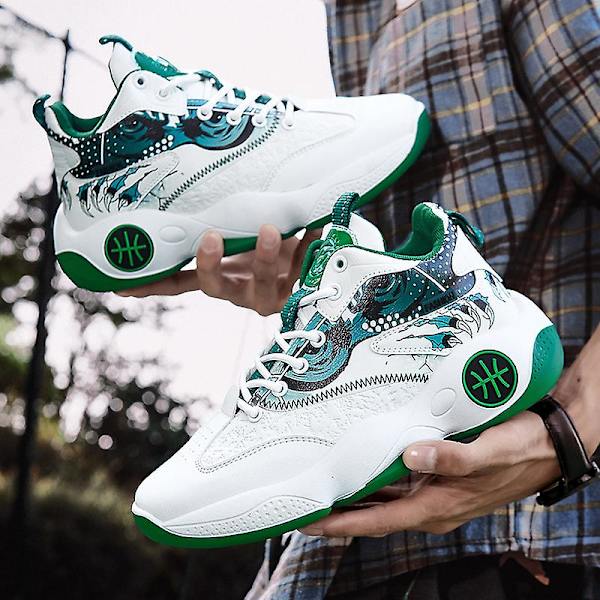 Basketskor för män Andas Sneakers Löparskor 3Aha502 WhiteGreen 44