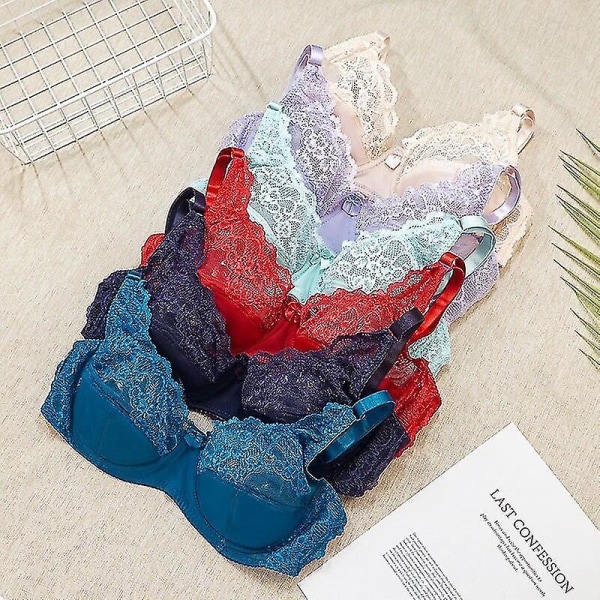 Dam BH Mode Sexig Spets BH Push Up Plus Size Bralette Tunn Cup Bygel BH Bygel Underkläder Underkläder Topp C D Cup,beige 100C D
