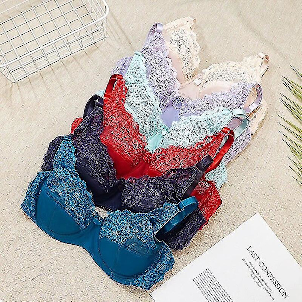 Dam BH Mode Sexig Spets BH Push Up Plus Size Bralette Tunn Cup Bygel BH Bygel Underkläder Underkläder Topp C D Cup, rosa