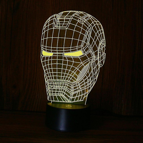 Iron Man Mask 3d Led Nattlampa Barn Sovrum Bordslampa