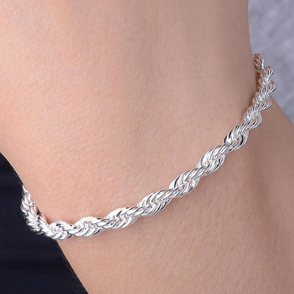 1 st enkla rostfritt stål vridna rep armband kvinnor länk armband charm smycken armband