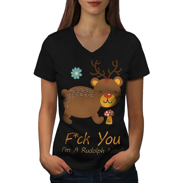 Bear Deer Christmas Women T-shirt M