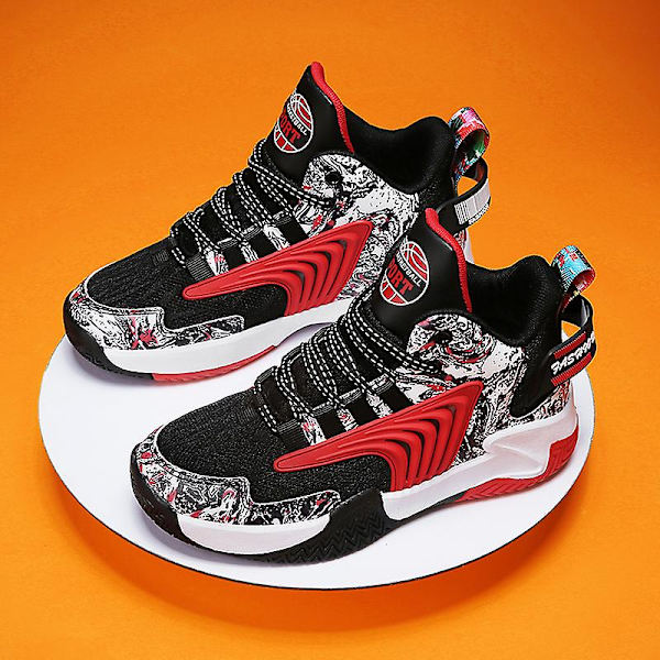 Pojkar Flickor Basketskor Mode Halkfria sneakers Andas Sportskor för barn 2L2222 BlackRed 32